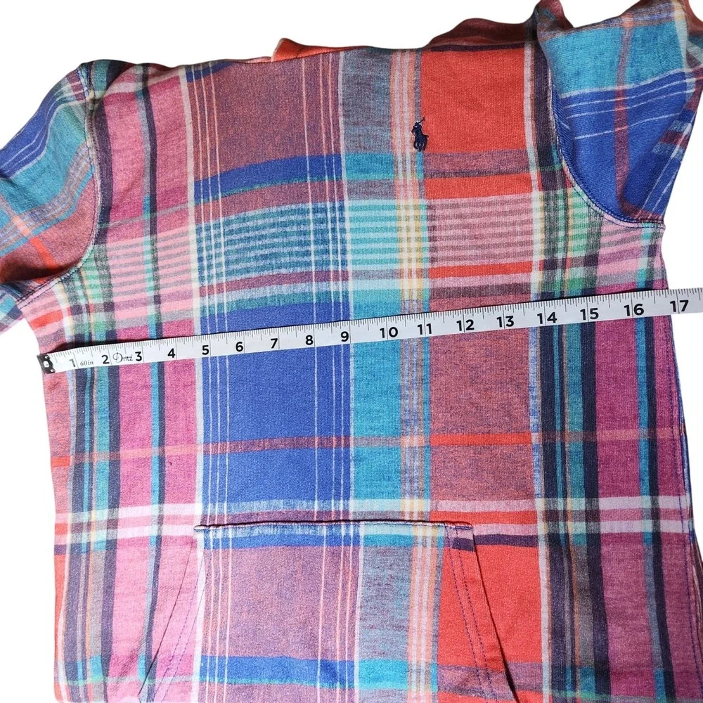 Polo Ralph Lauren Multi-Plaid Pullover Hoodie Youth XL 16 Bright Colors Girl New